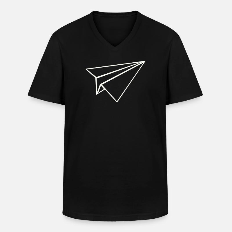 Papierflugzeug Linienkunst - Männer-T-Shirt mit V-Ausschnitt - Schwarz