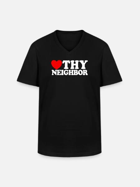 Elsk din næste – Kristen tro – Jesus - Klassisk herre T-shirt med V-udskæring - sort