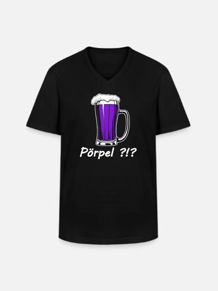 Pörpel Bier - Männer-T-Shirt mit V-Ausschnitt - Schwarz