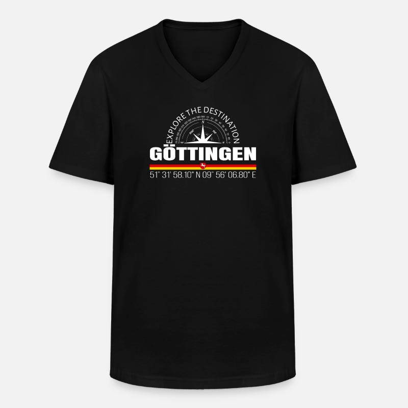 Göttingen - Männer-T-Shirt mit V-Ausschnitt - Schwarz