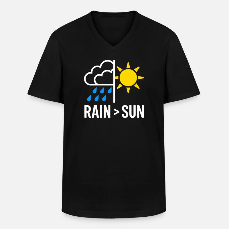 Rain Over Sun Regen - Männer-T-Shirt mit V-Ausschnitt - Schwarz