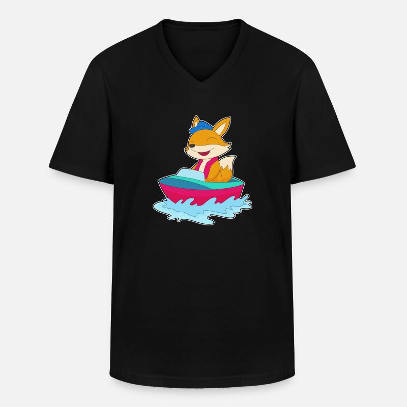 Fuchs kleines Boot - Männer-T-Shirt mit V-Ausschnitt - Schwarz
