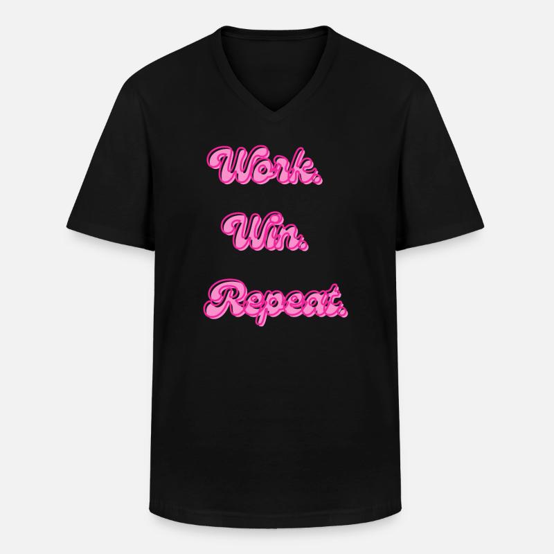 Work Win Repeats Retro Neon - Men's V-Neck T-Shirt - black