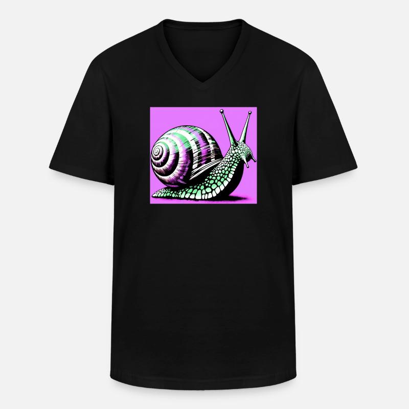 Schnecke - Männer-T-Shirt mit V-Ausschnitt - Schwarz