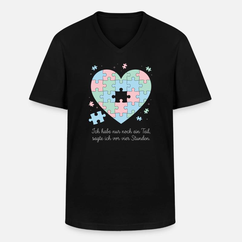 Puzzeln, Hobby, Geduld, Spruch Design - Männer-T-Shirt mit V-Ausschnitt - Schwarz