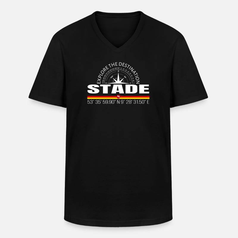 Stade - Männer-T-Shirt mit V-Ausschnitt - Schwarz