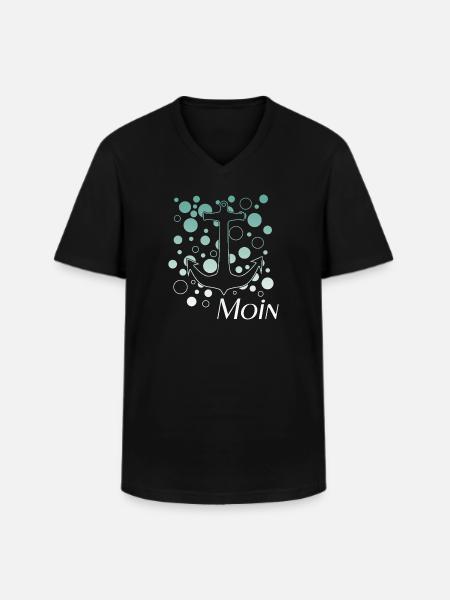 Anker mit Blasen Moin Design - Männer-T-Shirt mit V-Ausschnitt - Schwarz
