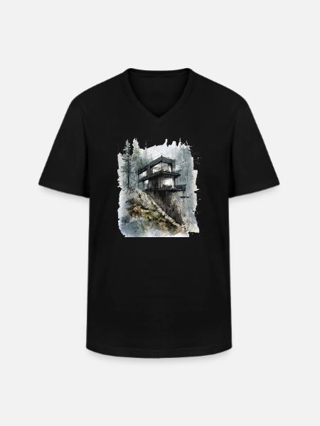 Waldglashütte auf der Klippe - Männer-T-Shirt mit V-Ausschnitt - Schwarz