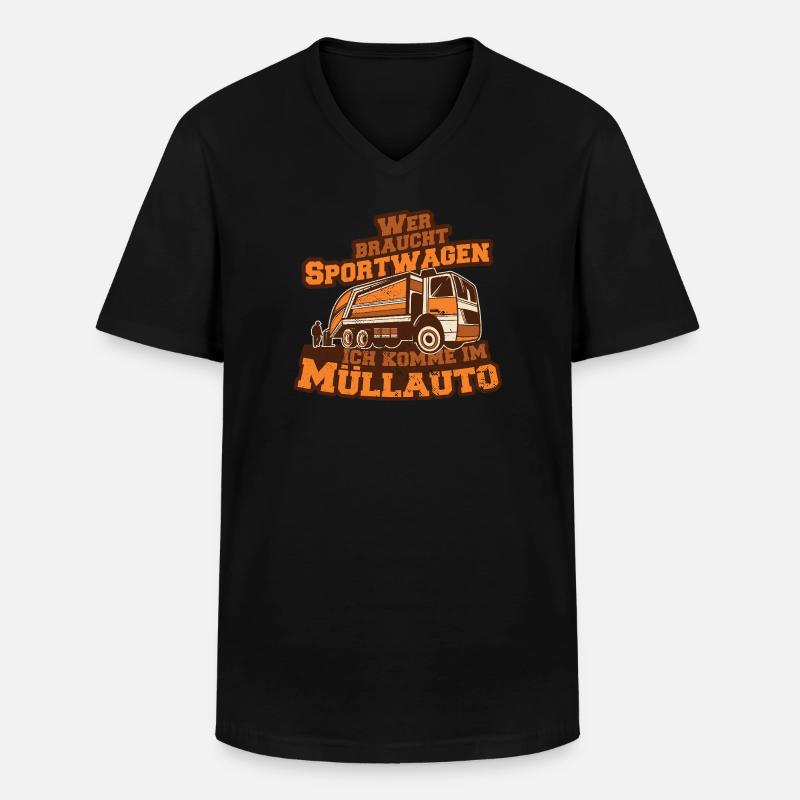 Müllauto Spruch - Männer-T-Shirt mit V-Ausschnitt - Schwarz
