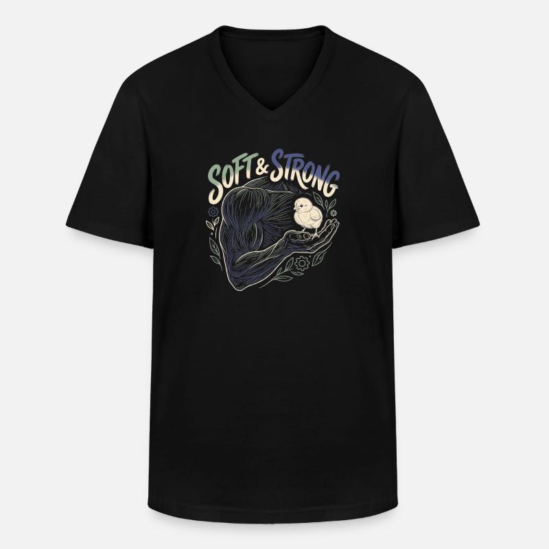 Soft And Strong Men - Männer-T-Shirt mit V-Ausschnitt - Schwarz