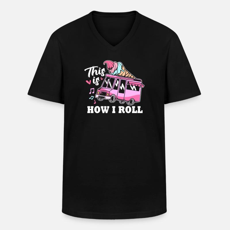 Eisdiele Eiswagen Eis Eiscreme - Männer-T-Shirt mit V-Ausschnitt - Schwarz