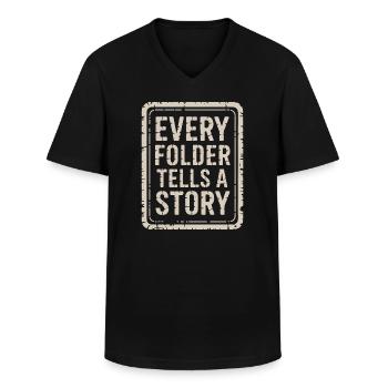 Every Folder Tells a Story - Men's V-Neck T-Shirt - black - Front - AI Model Male 178 dark (178cm)