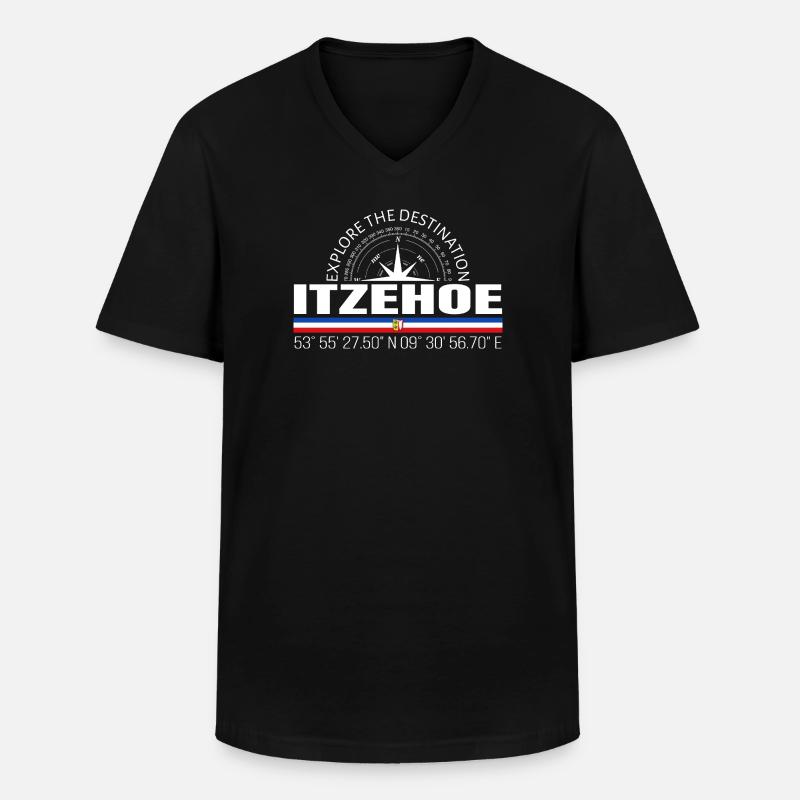 Itzehoe - Männer-T-Shirt mit V-Ausschnitt - Schwarz