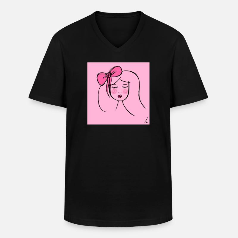 Mädchen Pink - Männer-T-Shirt mit V-Ausschnitt - Schwarz