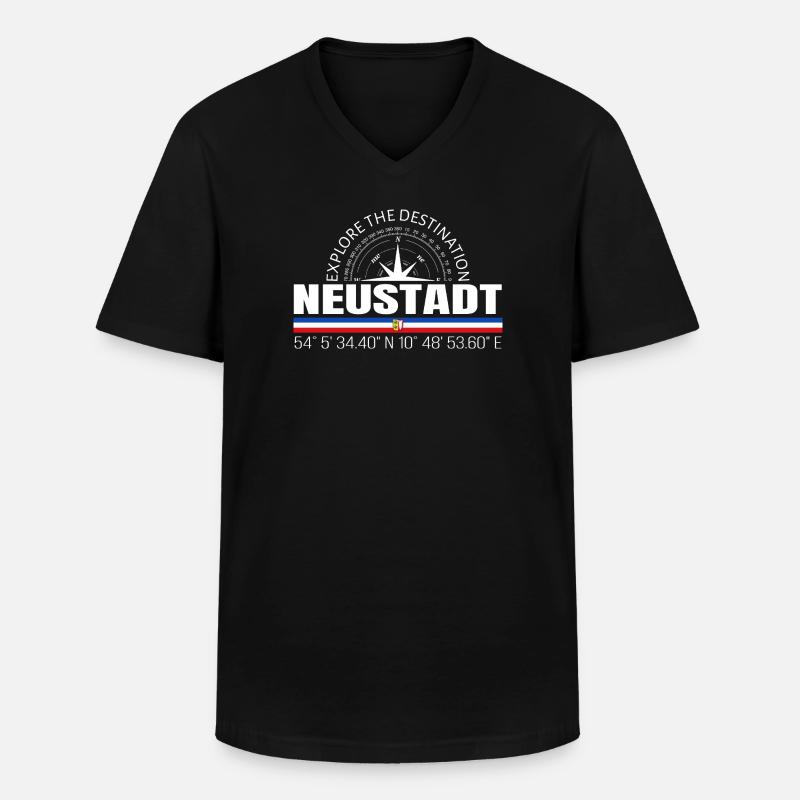 Neustadt - Männer-T-Shirt mit V-Ausschnitt - Schwarz