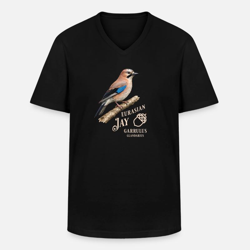 Eurasian Jay Eichelhäher Vogel Design - Männer-T-Shirt mit V-Ausschnitt - Schwarz