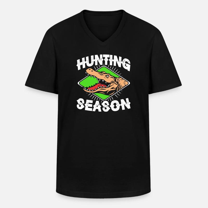 Krokodil Jagd - Männer-T-Shirt mit V-Ausschnitt - Schwarz