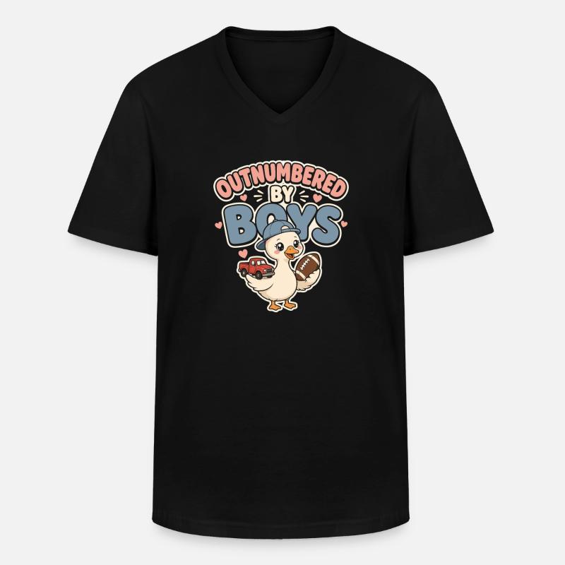 Outnumbered by Boys Duck - Männer-T-Shirt mit V-Ausschnitt - Schwarz