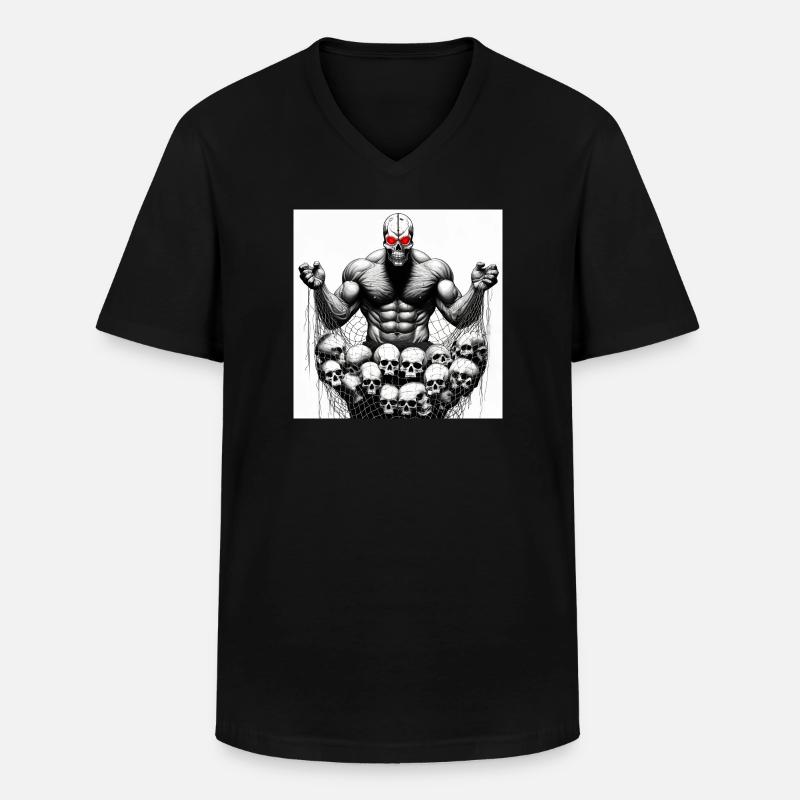 Muscular Net Schädel - Männer-T-Shirt mit V-Ausschnitt - Schwarz