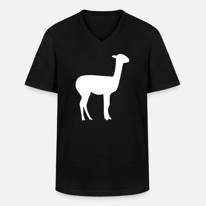Lama - Männer-T-Shirt mit V-Ausschnitt - Schwarz