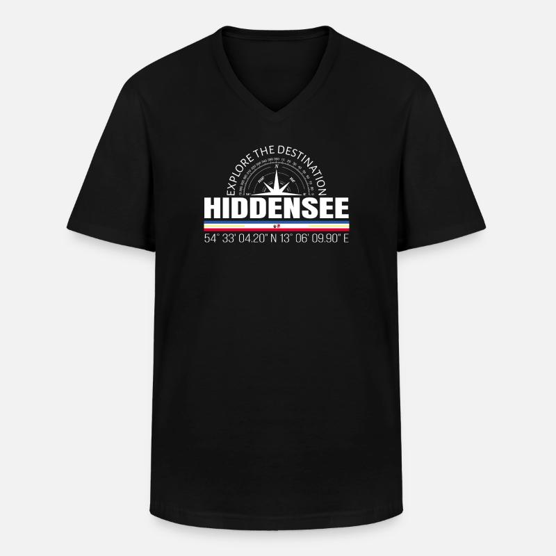 Hiddensee - Männer-T-Shirt mit V-Ausschnitt - Schwarz