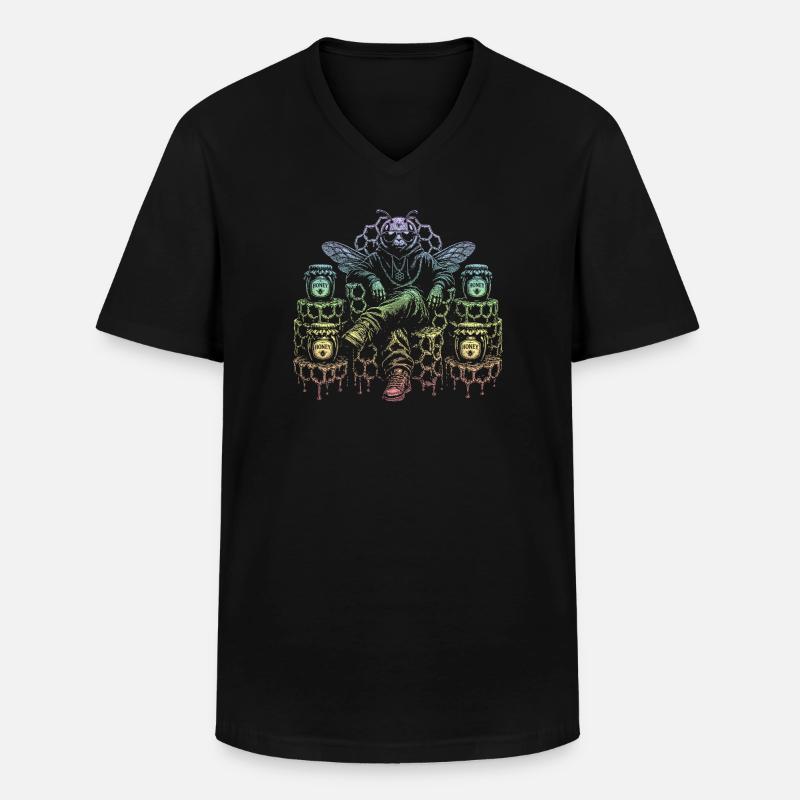 Honigbiene - Männer-T-Shirt mit V-Ausschnitt - Schwarz
