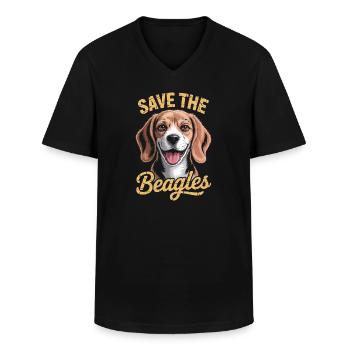 Save the Beagles - Men's V-Neck T-Shirt - black - Front - AI Model Male 178 dark (178cm)
