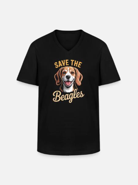 Save the Beagles Beagle Rescue Tee - Men's V-Neck T-Shirt - black