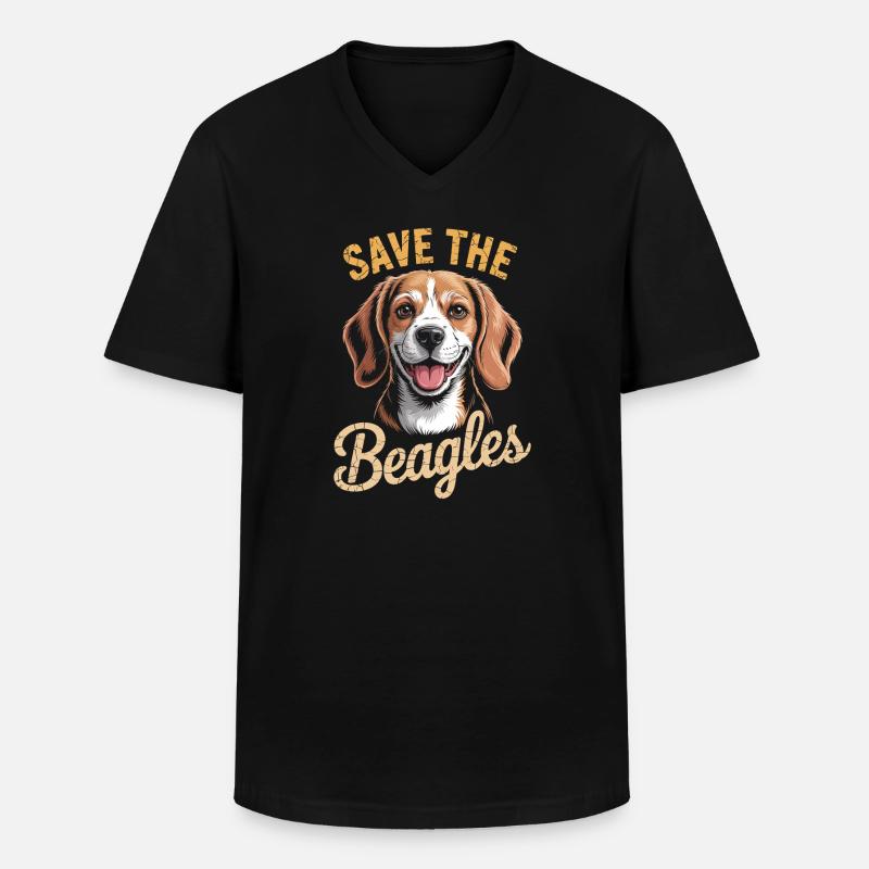 Save the Beagles Beagle Rettungsabschlag - Männer-T-Shirt mit V-Ausschnitt - Schwarz