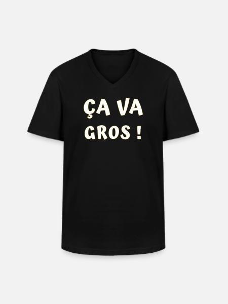 ÇA va gros ! - T-shirt col V Homme - noir