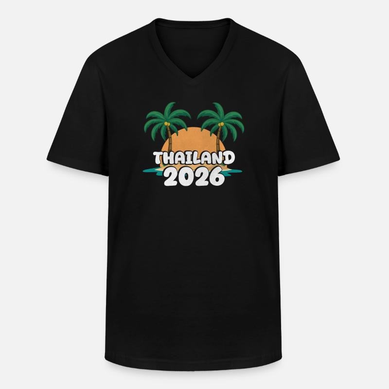 Thailand 2026 - Männer-T-Shirt mit V-Ausschnitt - Schwarz