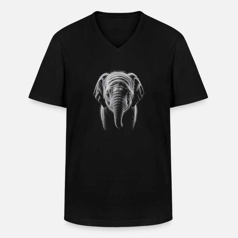 Elefantenkopf - Männer-T-Shirt mit V-Ausschnitt - Schwarz