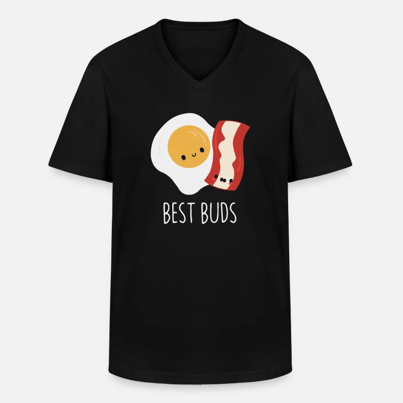 Beste Buds Ei und Speck - Männer-T-Shirt mit V-Ausschnitt - Schwarz