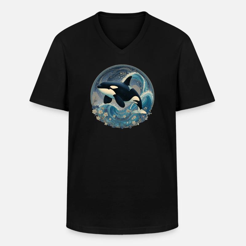 Orca - Männer-T-Shirt mit V-Ausschnitt - Schwarz