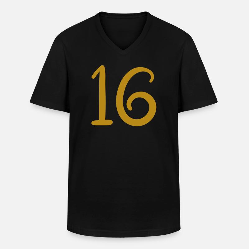 16 - Männer-T-Shirt mit V-Ausschnitt - Schwarz