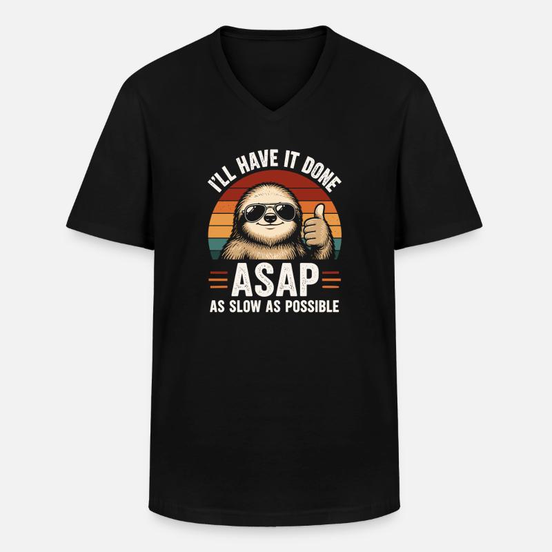 Slow As Possible Sloth Retro - Men's V-Neck T-Shirt - black