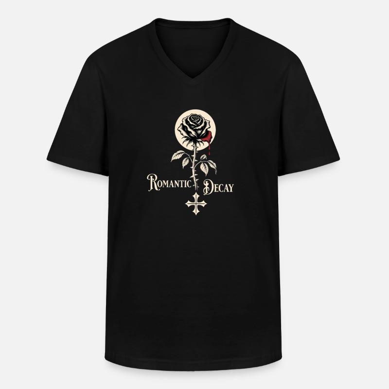 Romantic Decay Gothic Rose Design - Männer-T-Shirt mit V-Ausschnitt - Schwarz