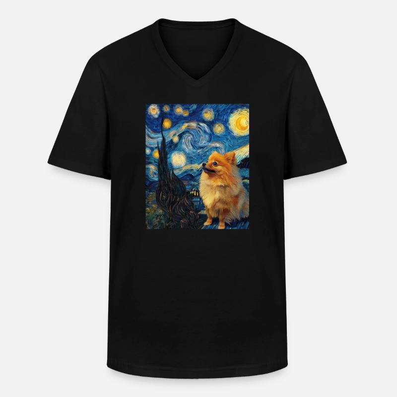 Zwergspitz Spitz Pomeranian - Männer-T-Shirt mit V-Ausschnitt - Schwarz