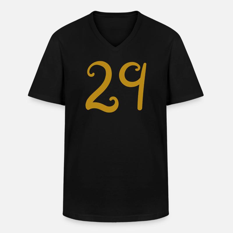 29 - Männer-T-Shirt mit V-Ausschnitt - Schwarz