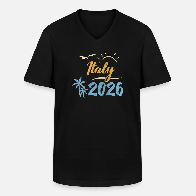 Italien 2026 - Männer-T-Shirt mit V-Ausschnitt - Schwarz