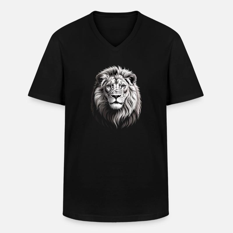 Löwenkopf - Männer-T-Shirt mit V-Ausschnitt - Schwarz