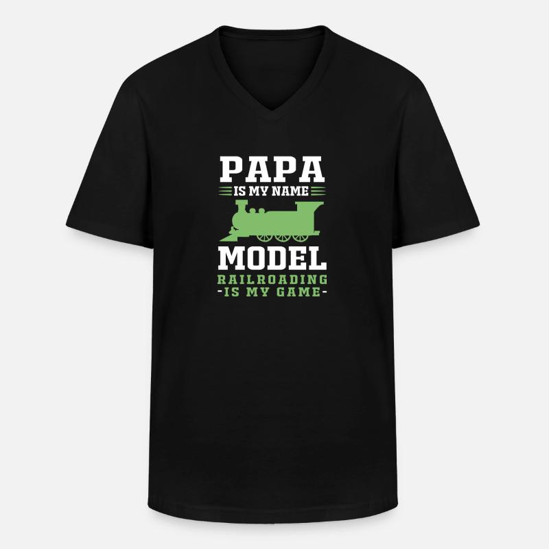 Modelleisenbahn Modellbau Modellbauer - Männer-T-Shirt mit V-Ausschnitt - Schwarz