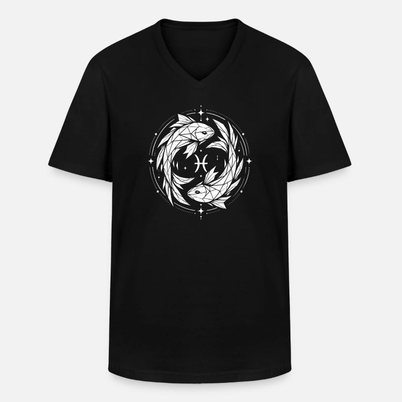 Fische Symbol – Sanft & Modern - Männer-T-Shirt mit V-Ausschnitt - Schwarz