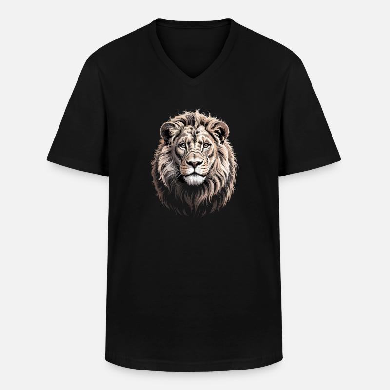 Löwenkopf - Männer-T-Shirt mit V-Ausschnitt - Schwarz