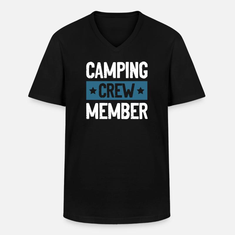 Camping Crew - Männer-T-Shirt mit V-Ausschnitt - Schwarz