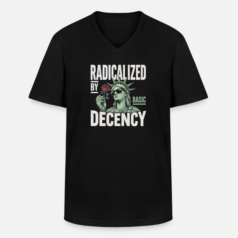 Radicalized by Decency Statue - Männer-T-Shirt mit V-Ausschnitt - Schwarz