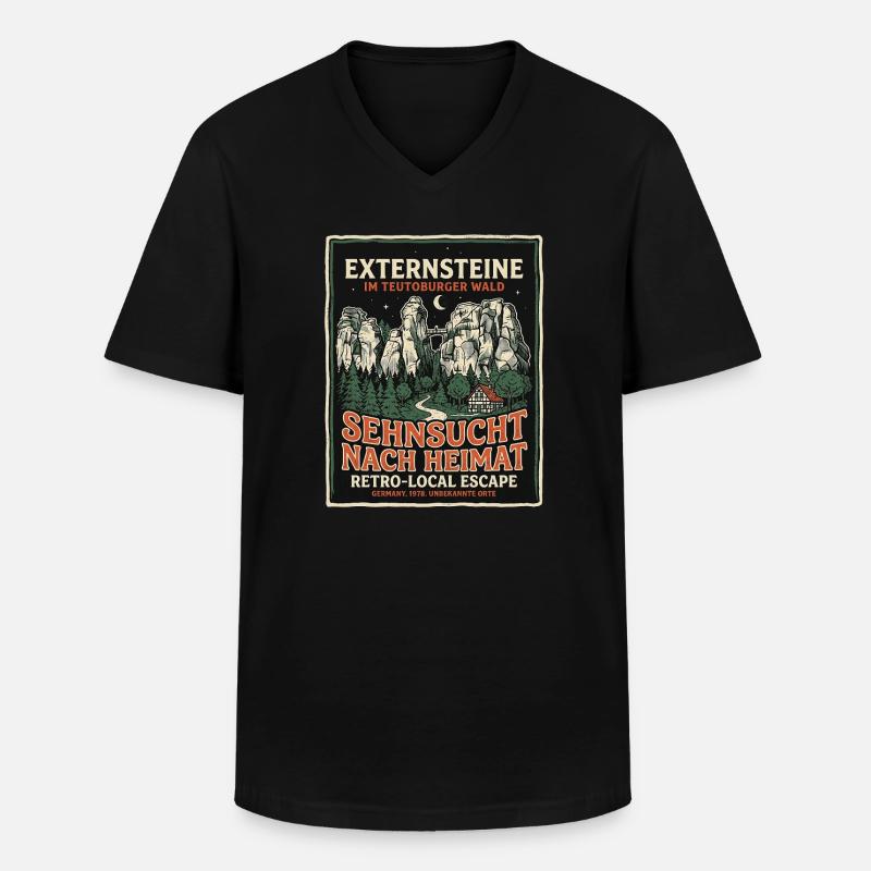 Externsteine Heimat - Männer-T-Shirt mit V-Ausschnitt - Schwarz