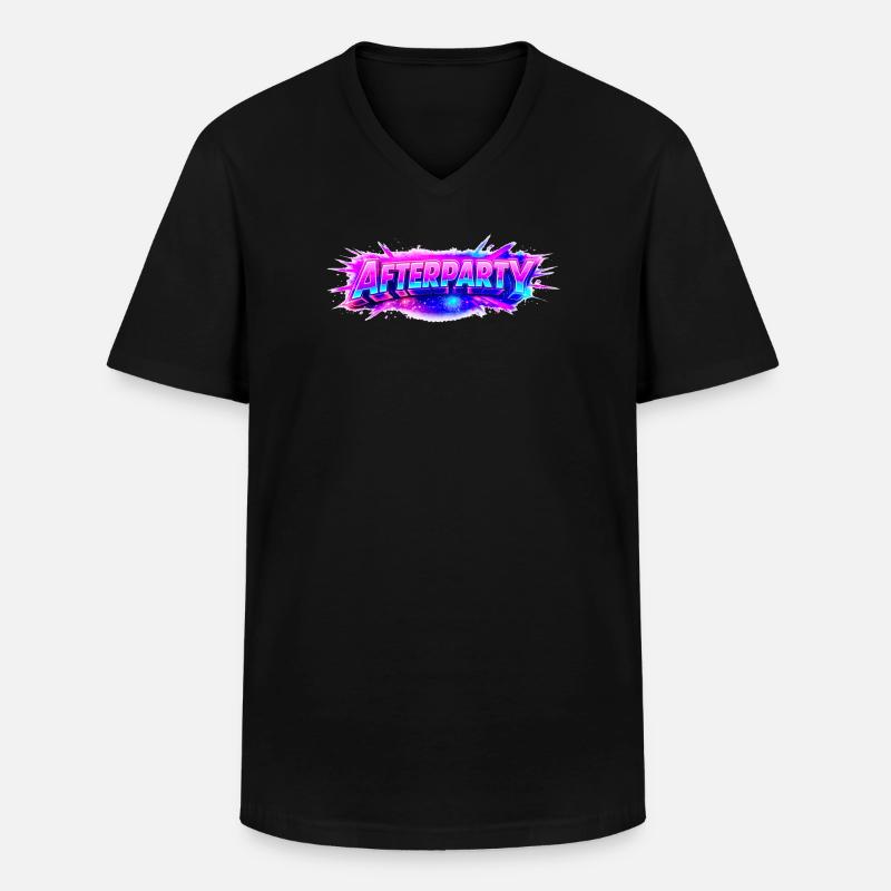 Afterparty Neon Pulse - Männer-T-Shirt mit V-Ausschnitt - Schwarz