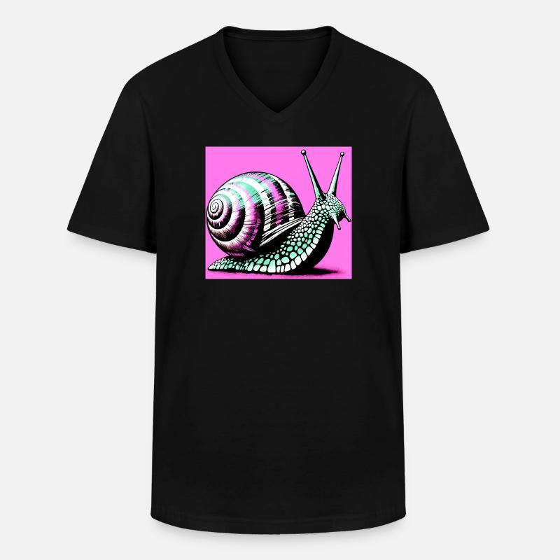 Schnecke - Männer-T-Shirt mit V-Ausschnitt - Schwarz