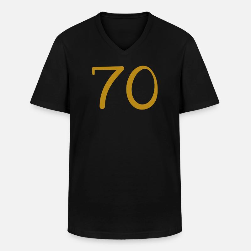 70 - Männer-T-Shirt mit V-Ausschnitt - Schwarz